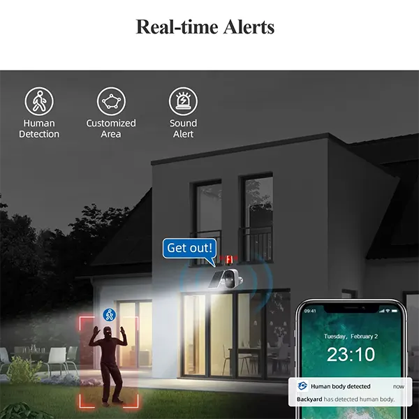 GoVision 2K Wireless Solar Security Camera – Color Night Vision & PIR Detection