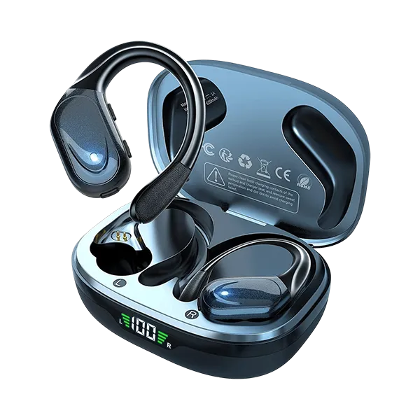 N5 UmiBuds Gym Earbuds – Wireless Bluetooth Earphones with LED Display, Earhook, IPX7 Waterproof, Deep Bass for Sport & Running