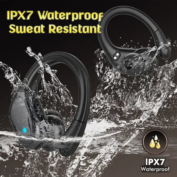 N5 UmiBuds Gym Earbuds – Wireless Bluetooth Earphones with LED Display, Earhook, IPX7 Waterproof, Deep Bass for Sport & Running