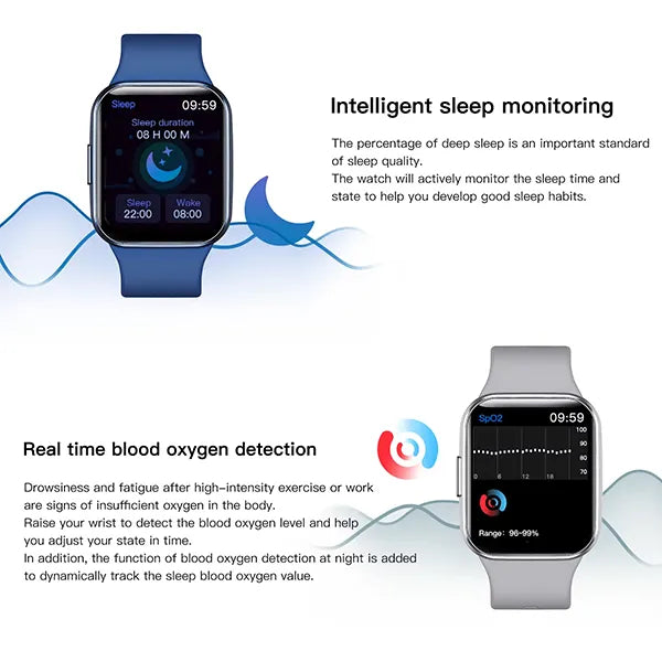 ElysTrack Health Tracker Smartwatch – 44mm, 1.69" Touch Screen, Heart Rate, Blood Pressure & Temperature Monitor