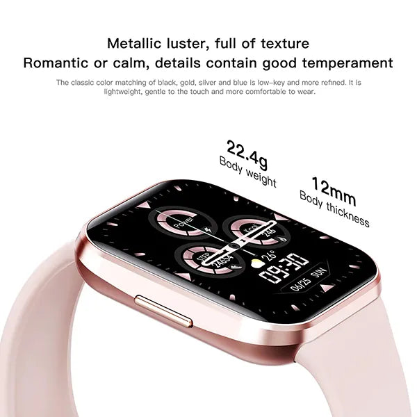 ElysTrack Health Tracker Smartwatch – 44mm, 1.69" Touch Screen, Heart Rate, Blood Pressure & Temperature Monitor
