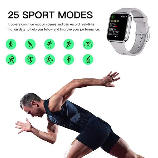 ElysTrack Health Tracker Smartwatch – 44mm, 1.69" Touch Screen, Heart Rate, Blood Pressure & Temperature Monitor