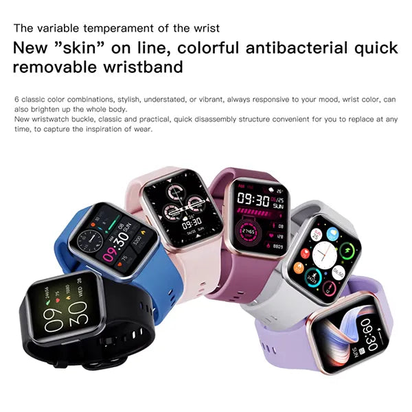 ElysTrack Health Tracker Smartwatch – 44mm, 1.69" Touch Screen, Heart Rate, Blood Pressure & Temperature Monitor