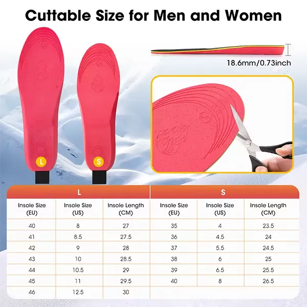 KaenSole Heated Insoles – Electric Warming Insoles for Cold Feet | US Size 4–12.5