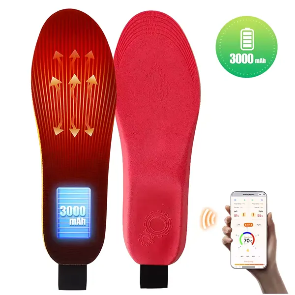 KaenSole Heated Insoles – 3000mAh, 3 Heat Settings, 6 Timers, App Control, Waterproof & Ultra-Thin