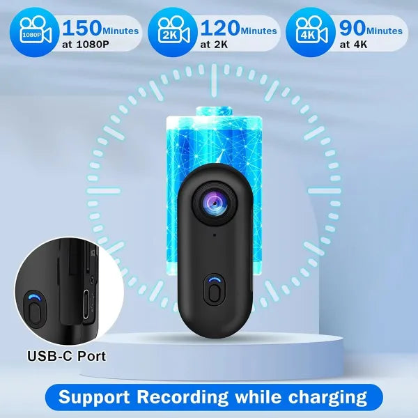 KeyKle 4K Helmet Camera – Magnetic Mount, 120° Wide Angle, 30M Waterproof, 150-Min Battery | Bike, Motorcycle & Travel