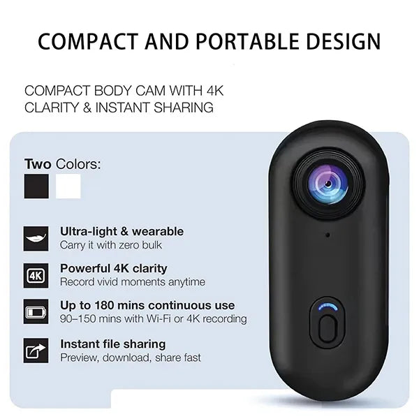 KeyKle 4K Helmet Camera – Magnetic Mount, 120° Wide Angle, 30M Waterproof, 150-Min Battery | Bike, Motorcycle & Travel