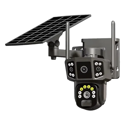 HomiSol 4K Solar Security Camera – PTZ WiFi & 4G, 360° View, Dual Lens, PIR Motion Detection & Built-in Battery