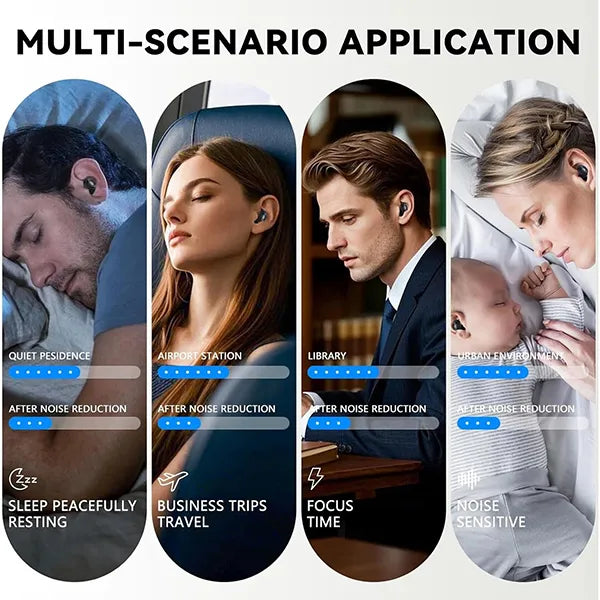 HuzNite Reusable Silicone Earplugs – 45dB Noise Cancelling for Sleep, Snoring, Travel & Concerts