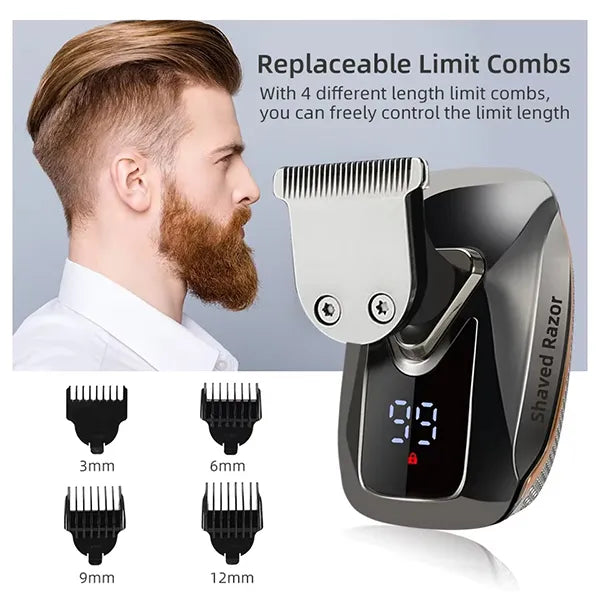 MenLif 7D Head Shaver – 5-in-1 Electric Skull Razor with Nose & Beard Trimmer, IPX7 Waterproof & LED Display