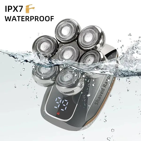 MenLif 7D Head Shaver – 5-in-1 Electric Skull Razor with Nose & Beard Trimmer, IPX7 Waterproof & LED Display