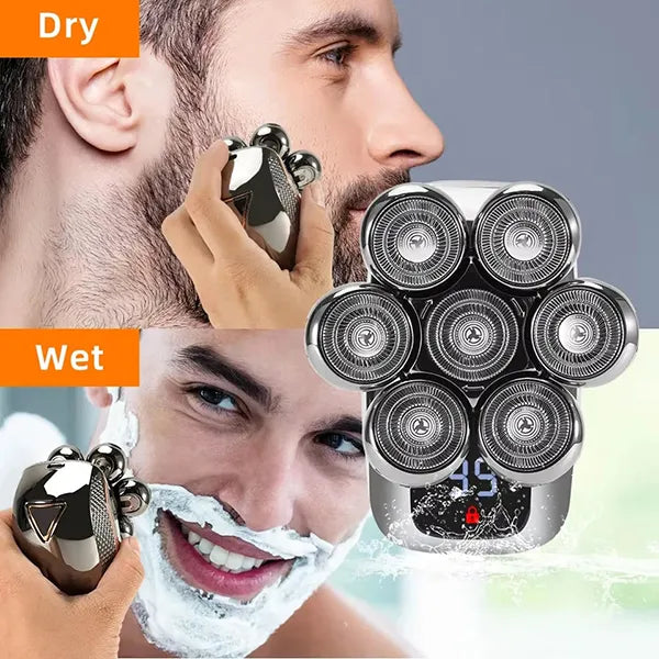 MenLif 7D Head Shaver – 5-in-1 Electric Skull Razor with Nose & Beard Trimmer, IPX7 Waterproof & LED Display