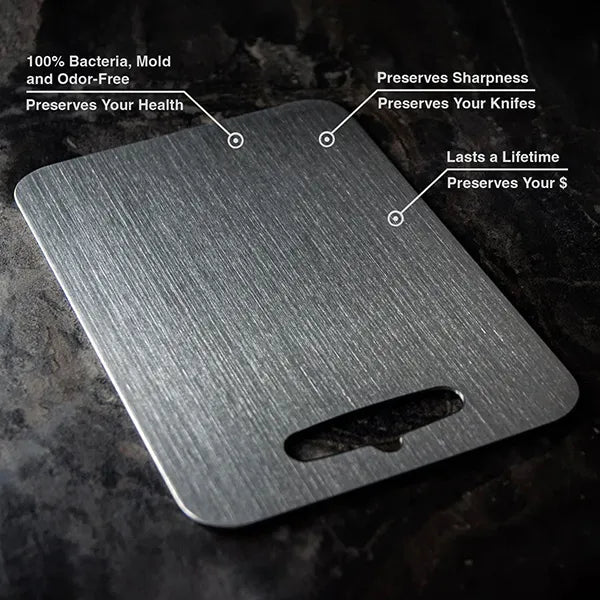 MoniBoa 100% Titanium Cutting Board – Reversible, Dishwasher Safe with Handle