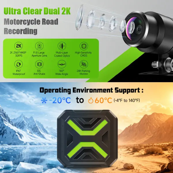 Z2 JeneMoto Motorcycle Dash Cams US01