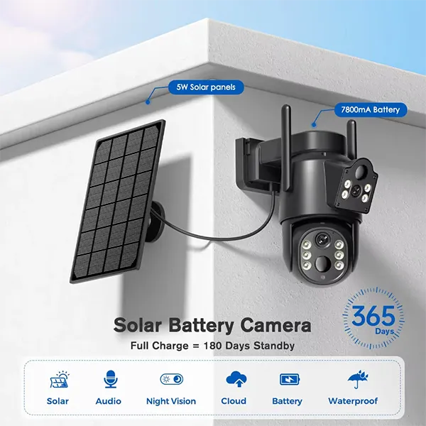 Nova Z3 Pro Outdoor Security Camera – 4K 8MP Solar WiFi PTZ Camera, 7800mAh Battery, No Subscription