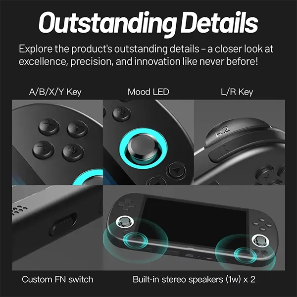Playgooi SmartPro Handheld Gaming Console – 4.96" IPS Screen, Linux, RGB Lighting & Joystick
