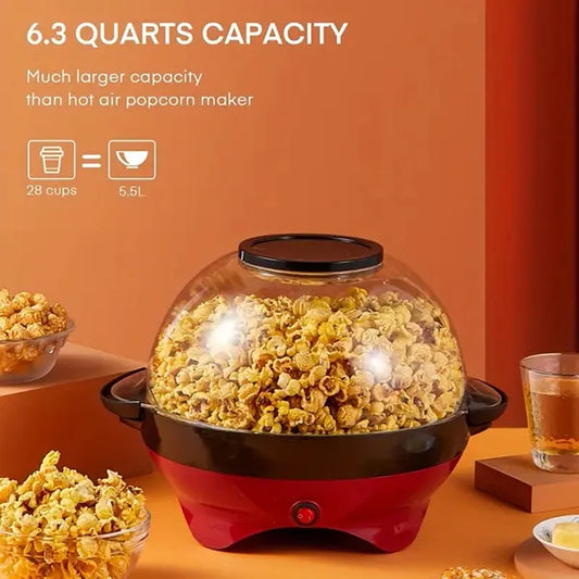 BubuCorn Popcorn Maker – 800W Hot Oil Popper, 24-Cup, Non-Stick Plate & Stirrer