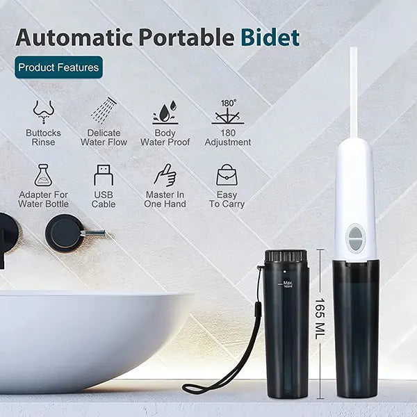 WashSmast Portable Electric Bidet – Rechargeable USB Handheld Bidet Sprayer for Travel & Home Personal Hygiene