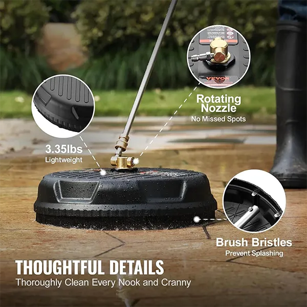 ZoliC3 Pressure Washer Surface Cleaner – 15", 4000 PSI, 2 Extension Wands, 1/4" Quick-Connect for Driveway, Patio & Concrete