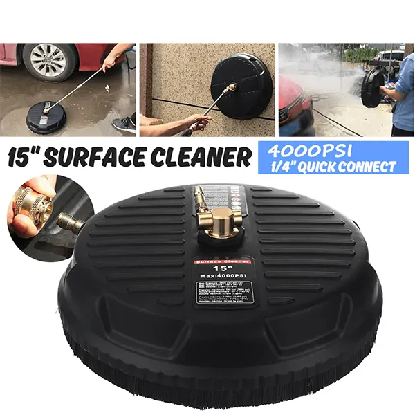 ZoliC3 Pressure Washer Surface Cleaner – 15", 4000 PSI, 2 Extension Wands, 1/4" Quick-Connect for Driveway, Patio & Concrete