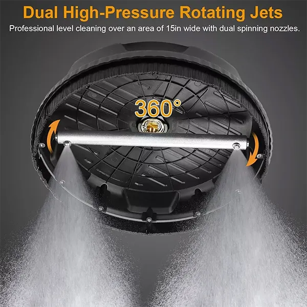 ZoliC3 Pressure Washer Surface Cleaner – 15", 4000 PSI, 2 Extension Wands, 1/4" Quick-Connect for Driveway, Patio & Concrete