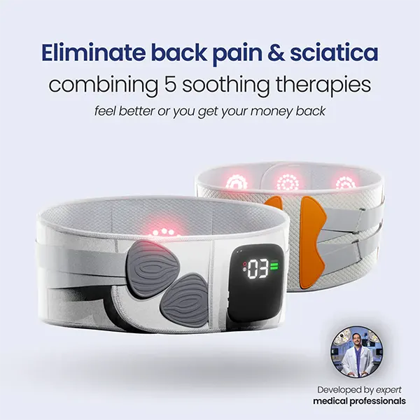 G2Light4 3-in-1 Lumbar Support Belt – Wireless Heating Pad, Massage & Sciatica Relief, 3 Speeds, 5 Temperatures for Men & Women