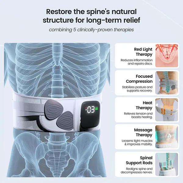 G2Light4 3-in-1 Lumbar Support Belt – Wireless Heating Pad, Massage & Sciatica Relief, 3 Speeds, 5 Temperatures for Men & Women