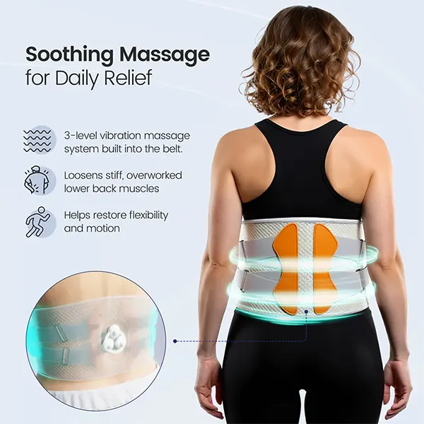 G2Light4 3-in-1 Lumbar Support Belt – Wireless Heating Pad, Massage & Sciatica Relief, 3 Speeds, 5 Temperatures for Men & Women