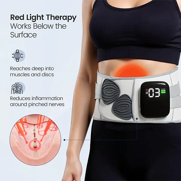 G2Light4 3-in-1 Lumbar Support Belt – Wireless Heating Pad, Massage & Sciatica Relief, 3 Speeds, 5 Temperatures for Men & Women