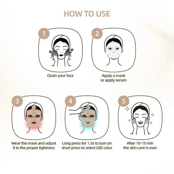 HMiAcne Red Light Therapy Mask – Wireless LED Silicone Face Mask with Eye Protection for Acne & Skin Rejuvenation