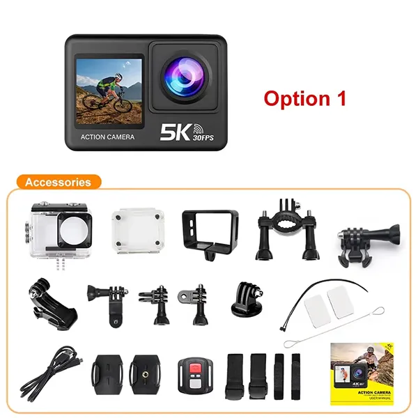 RikuCam 5K Action Camera – 50MP, IP68 Waterproof to 5M, 170° Wide Angle & Anti-Shake