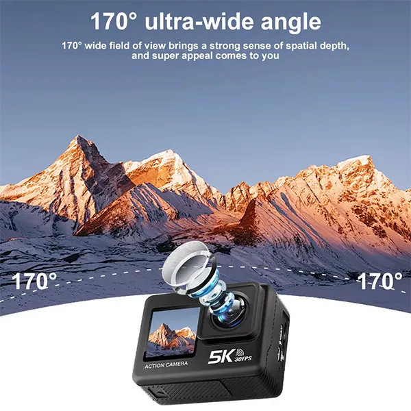 RikuCam 5K Action Camera – 50MP, IP68 Waterproof to 5M, 170° Wide Angle & Anti-Shake