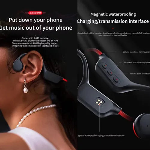 Rivoni Bone Conduction Headphones – Open-Ear Bluetooth, Sweatproof & Lightweight for Running