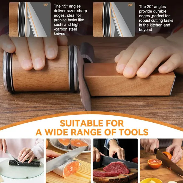 Koovxia Rolling Knife Sharpener – Manual Pull-Through Sharpener for Kitchen Knives