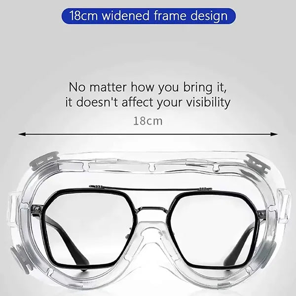 KelySafe Safety Glasses – Anti-Fog HD Clear Safety Goggles for Lab, Chemistry & Industrial Use, Over-Glasses Fit