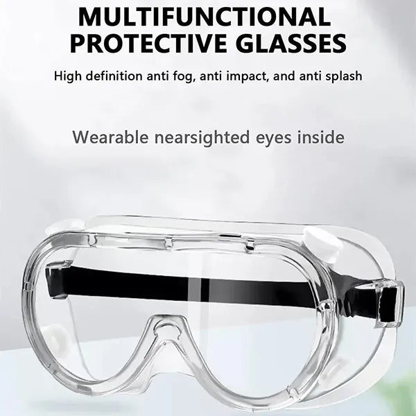 KelySafe Safety Glasses – Anti-Fog HD Clear Safety Goggles for Lab, Chemistry & Industrial Use, Over-Glasses Fit