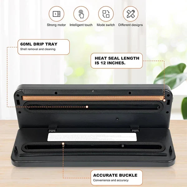 Safresh Vacuum Sealer Machine – 65Kpa Suction, UV Sterilization, 30cm Seal, External Jar Sealing & Bags Included