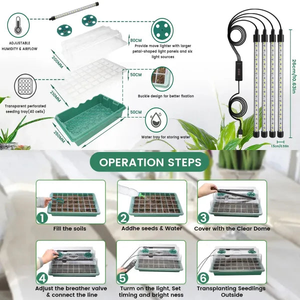 SproutLab Seed Starter Trays with Grow Lights