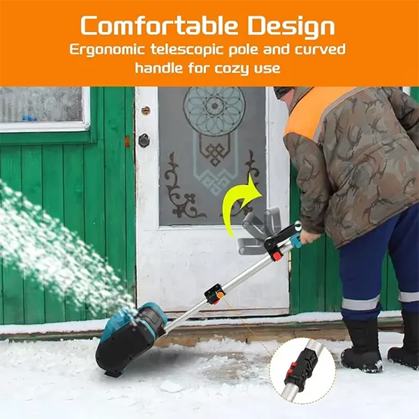SnowQick Cordless Electric Snow Shovel – 10" Width, 6" Depth, 20FT Throw, Telescopic Pole