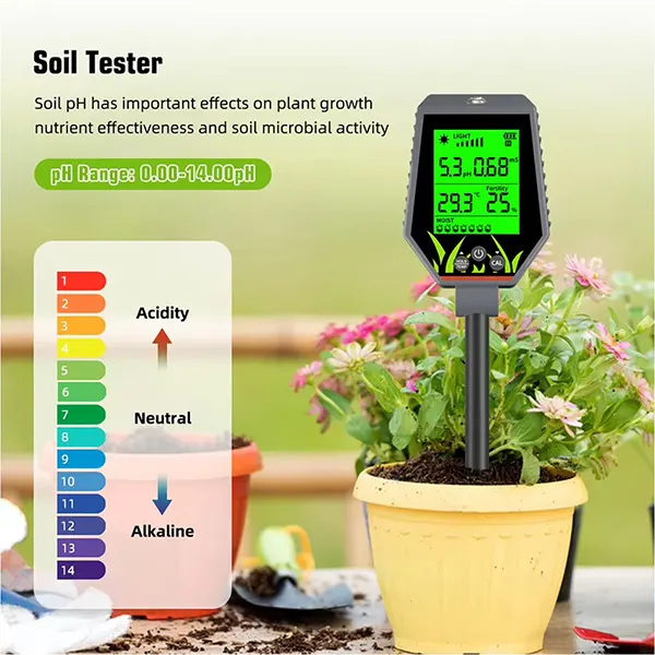 TekaHydrik 6-in-1 Soil & Liquid Tester – Digital pH, EC, Moisture, Light, Fertiliser & Temperature Meter for Plants