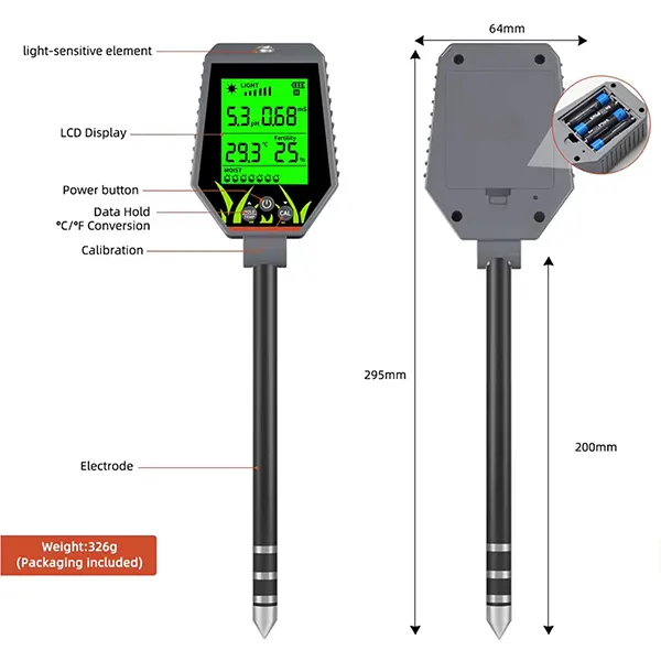TekaHydrik 6-in-1 Soil & Liquid Tester – Digital pH, EC, Moisture, Light, Fertiliser & Temperature Meter for Plants