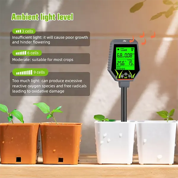 TekaHydrik 6-in-1 Soil & Liquid Tester – Digital pH, EC, Moisture, Light, Fertiliser & Temperature Meter for Plants