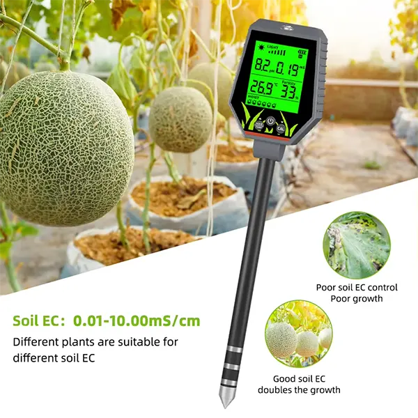 TekaHydrik 6-in-1 Soil & Liquid Tester – Digital pH, EC, Moisture, Light, Fertiliser & Temperature Meter for Plants