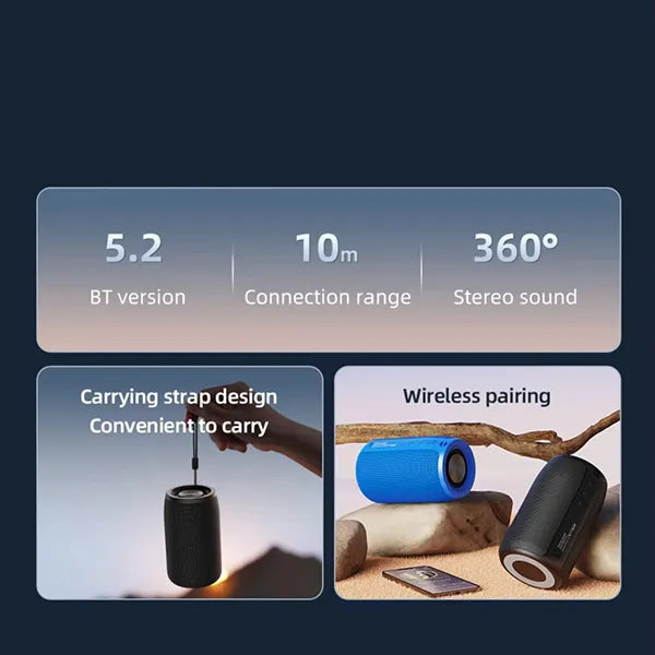 SoudPro Mini Bluetooth Speaker – IPX5 Waterproof, Bluetooth 5.0, Dual Pairing