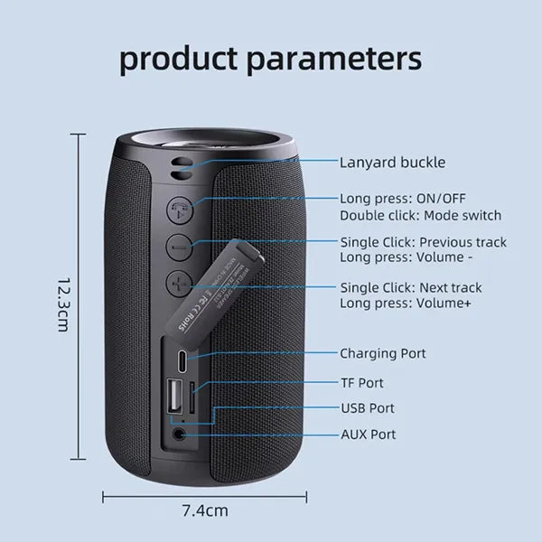SoudPro Mini Bluetooth Speaker – IPX5 Waterproof, Bluetooth 5.0, Dual Pairing