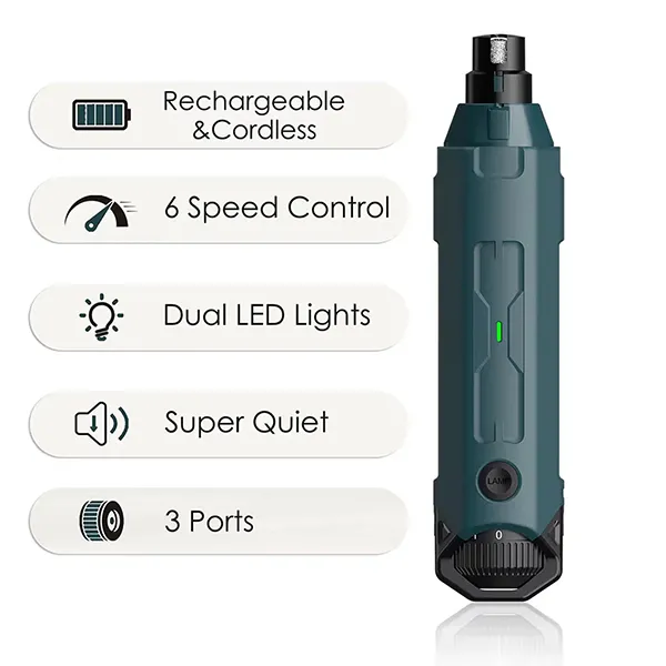 SukiPaw 6-Speed Dog Nail Grinder – Super Quiet, Rechargeable, Painless Grooming for Small, Medium & Large Dogs