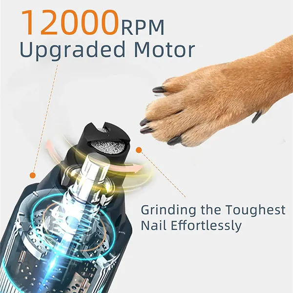 Tonel Pampy Dog Nail Grinder – 6-Speed Rechargeable Electric Nail Trimmer, Super Quiet, Painless Grooming for Small, Medium & Large Dogs