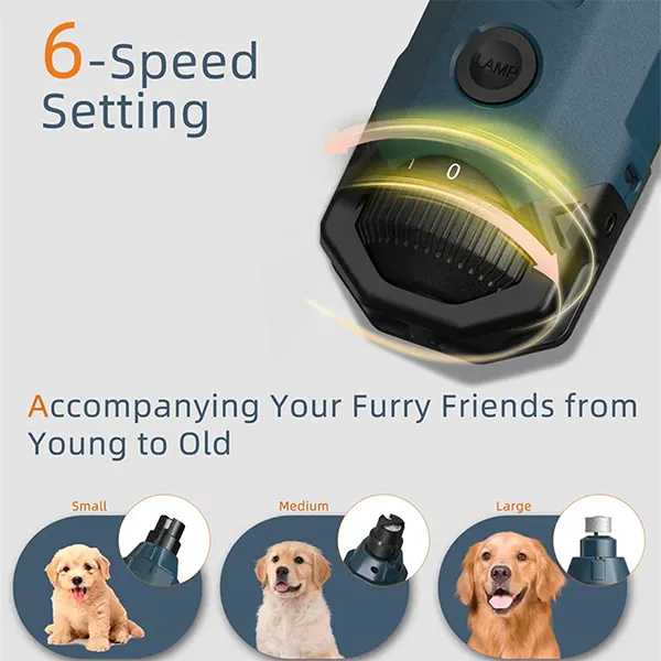 SukiPaw 6-Speed Dog Nail Grinder – Super Quiet, Rechargeable, Painless Grooming for Small, Medium & Large Dogs