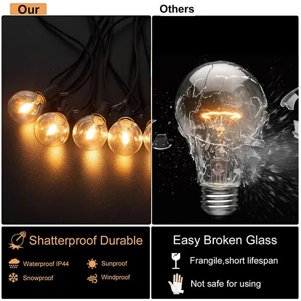TiLights Outdoor Solar String Lights – Waterproof Connectable Edison Bulb Hanging Lights for Backyard, Porch & Party Decor