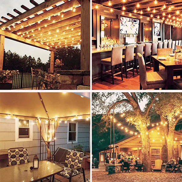 TiLights Outdoor Solar String Lights – Waterproof Connectable Edison Bulb Hanging Lights for Backyard, Porch & Party Decor